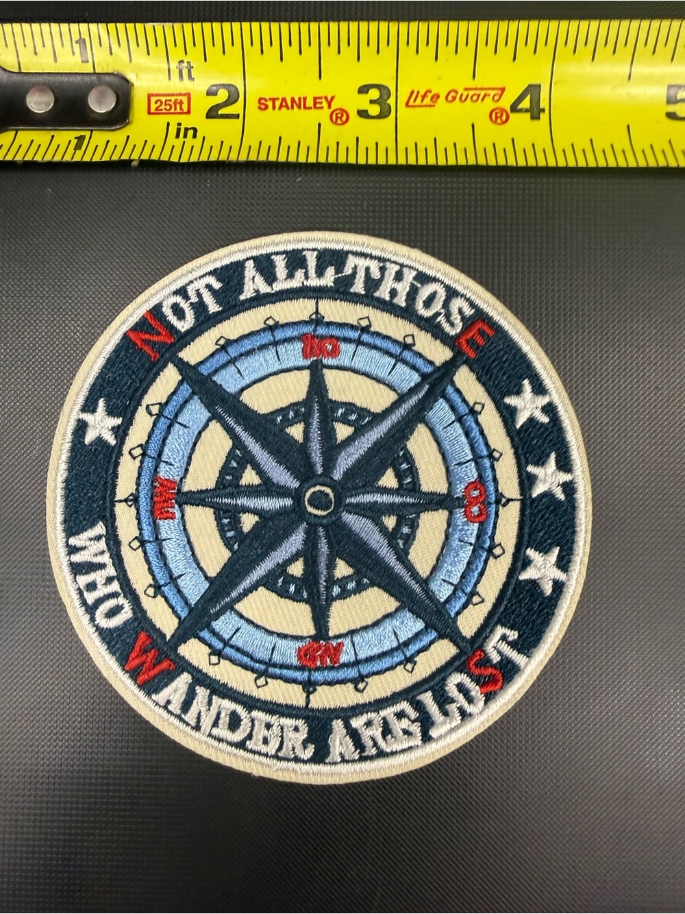 Not All Those Who Wander Are Lost Compass Patch - Navy, Light Blue & Cream